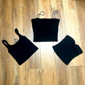 LOT OF THREE BLACK CROP TOPS